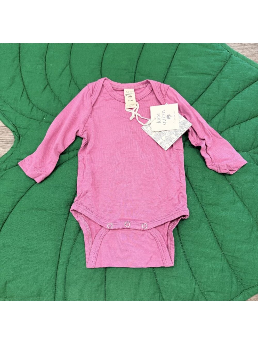 Kate Quinn Bamboo 0-3M Heather Rose Pink Long Sleeve Lap Neck Bodysuit